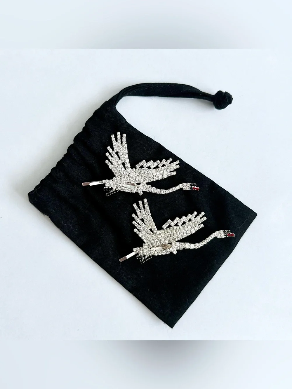 ART SCHOOL London Crystal Crane Hairpins Set Rhinestone Bird Bobby Pins NWT